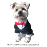 Oscar Formal Black Tuxedo with Black Tie and Red Bow Tie